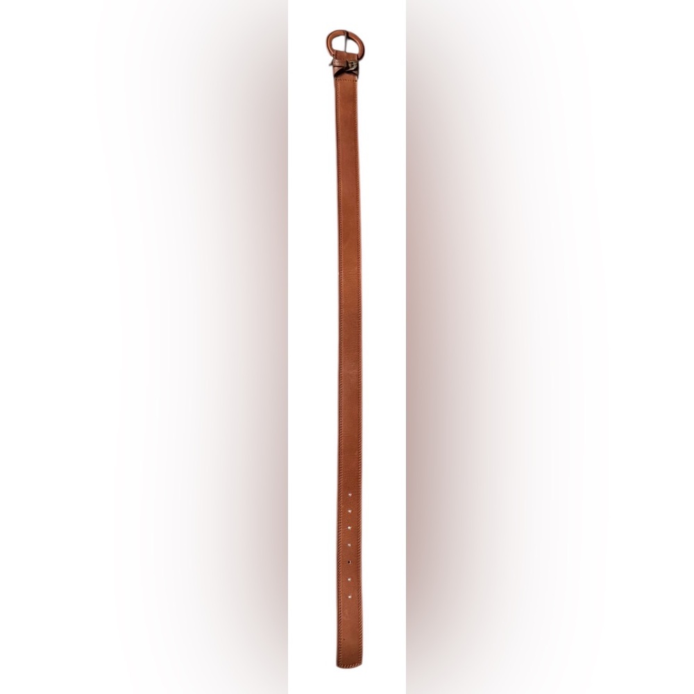 Free People size S/M leather belt cognac brass hardware Boho festival preppy - Picture 5 of 6